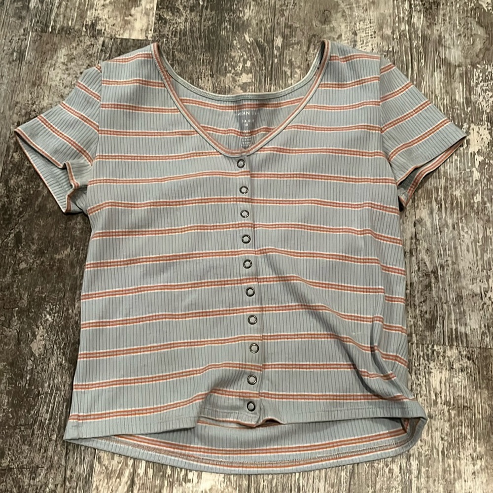 Medium Blue/Orange Striped American Eagle Crop Top